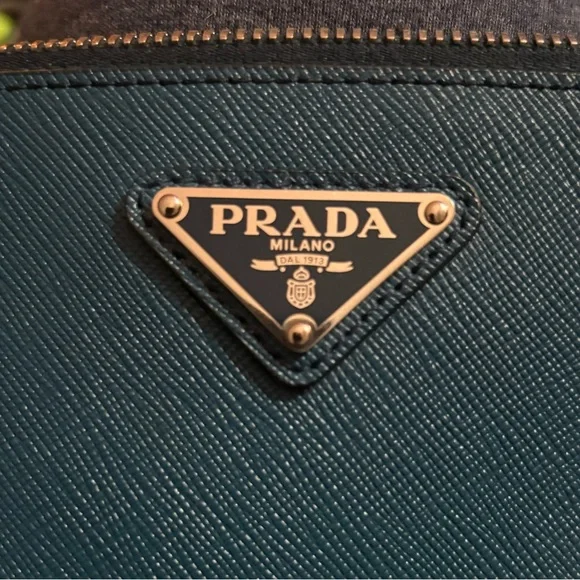 NWOT Prada Saffiano Leather Zip Pouch Clutch / Document Holder 11x7” Cobalt Blue - Picture 11 of 11